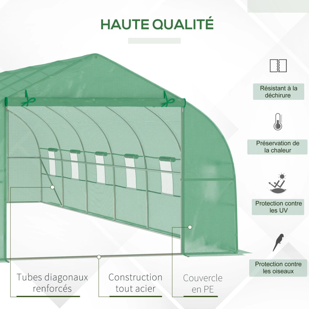 Serra da giardino tunnel grande ¨C Minimal ¨C verde 8x3x2 m acciaio bache PE