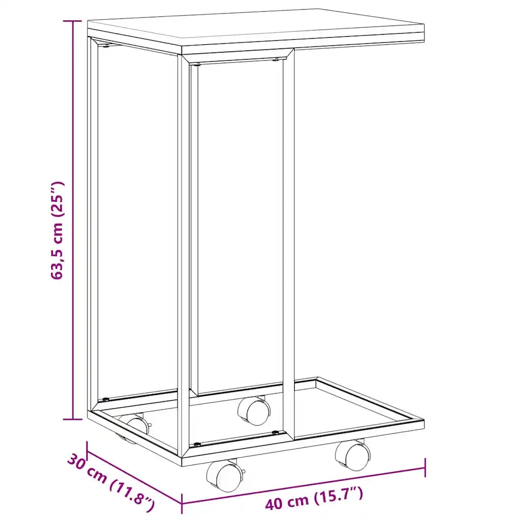 Tavolino con Ruote Bianco 40x30x63,5cm in Legno Multistrato 343098