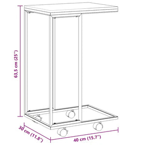 Tavolino con Ruote Bianco 40x30x63,5cm in Legno Multistrato 343098