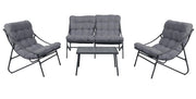 Set mobili da giardino VIBE 4 pezzi poltrone divano tavolino grigio