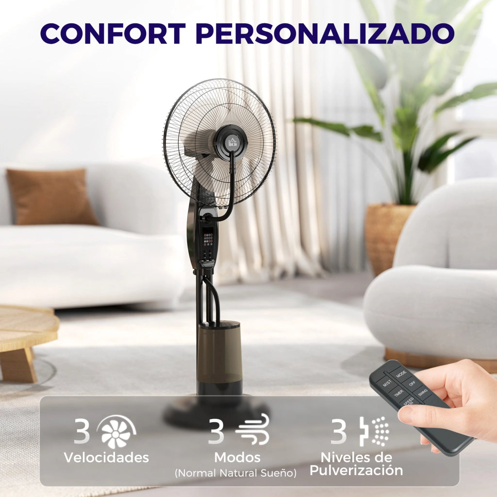Ventilatore Nebulizzatore 3 Velocita' Timer 3 Modi Serbatoio 3.2L ¨C zephmum ¨C Nero 44.5x38.5x120 cm
