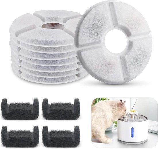 8 filtri di sostituzione per fonte di acqua per animali - 2/24 l filtro di acqua con 4 spugne - adatto per gatti e cani