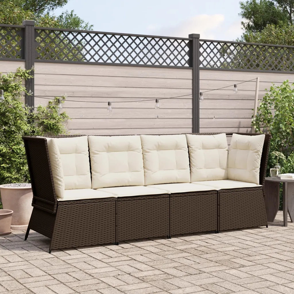 Divano Angolare da Giardino con Cuscini-Sofa da Giardino-Divanetto da esterno in Polyrattan Marrone 395851