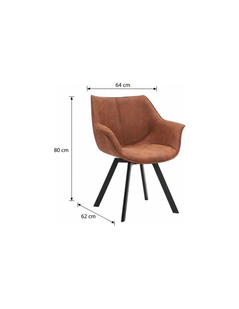 Set di 2 sedie design COMFY girevoli a 180° in microfibra marrone e piedi neri