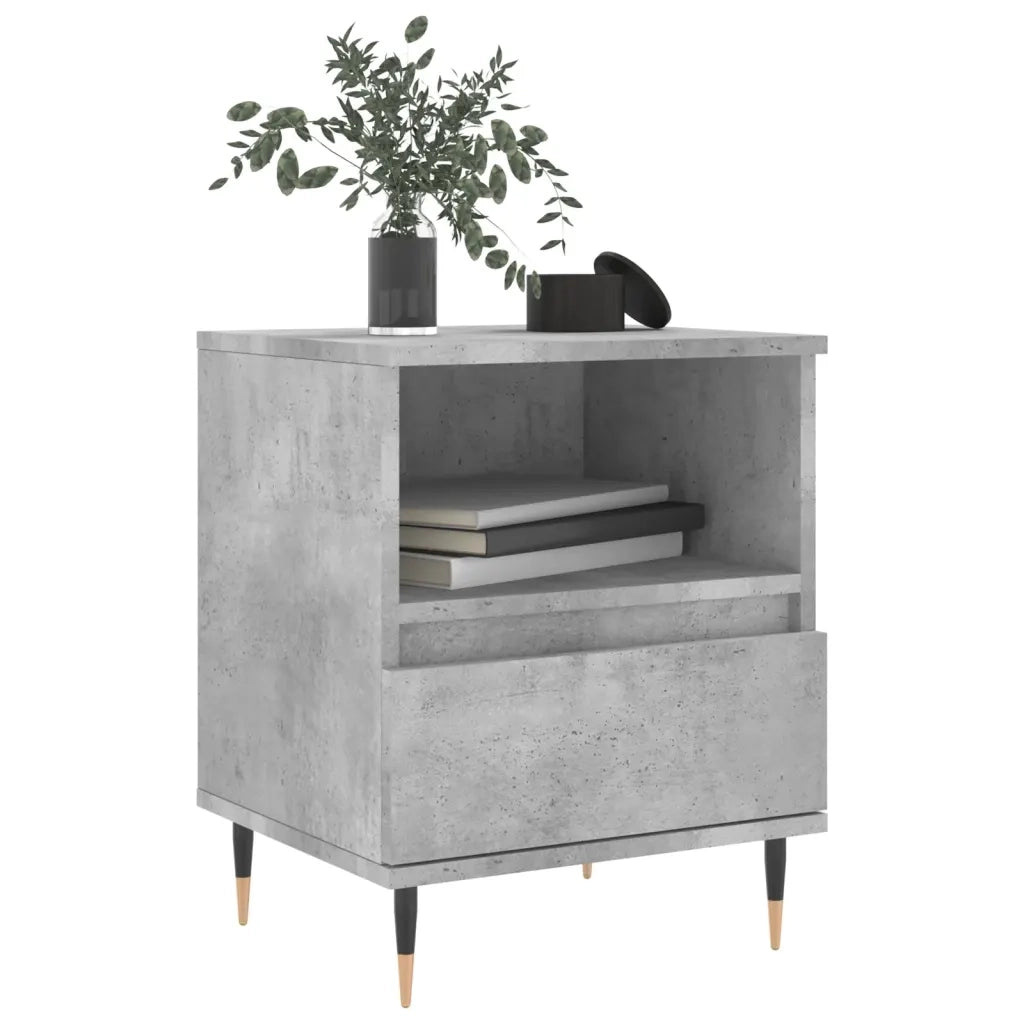 Comodino | Armadio da Notte | Mobiletto da notte Grigio Cemento 40x35x50 cm in Legno Multistrato