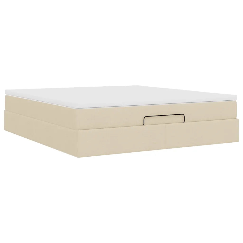 vidaXL Struttura Letto Pouf con Materasso Crema 180x200 cm in Tessuto