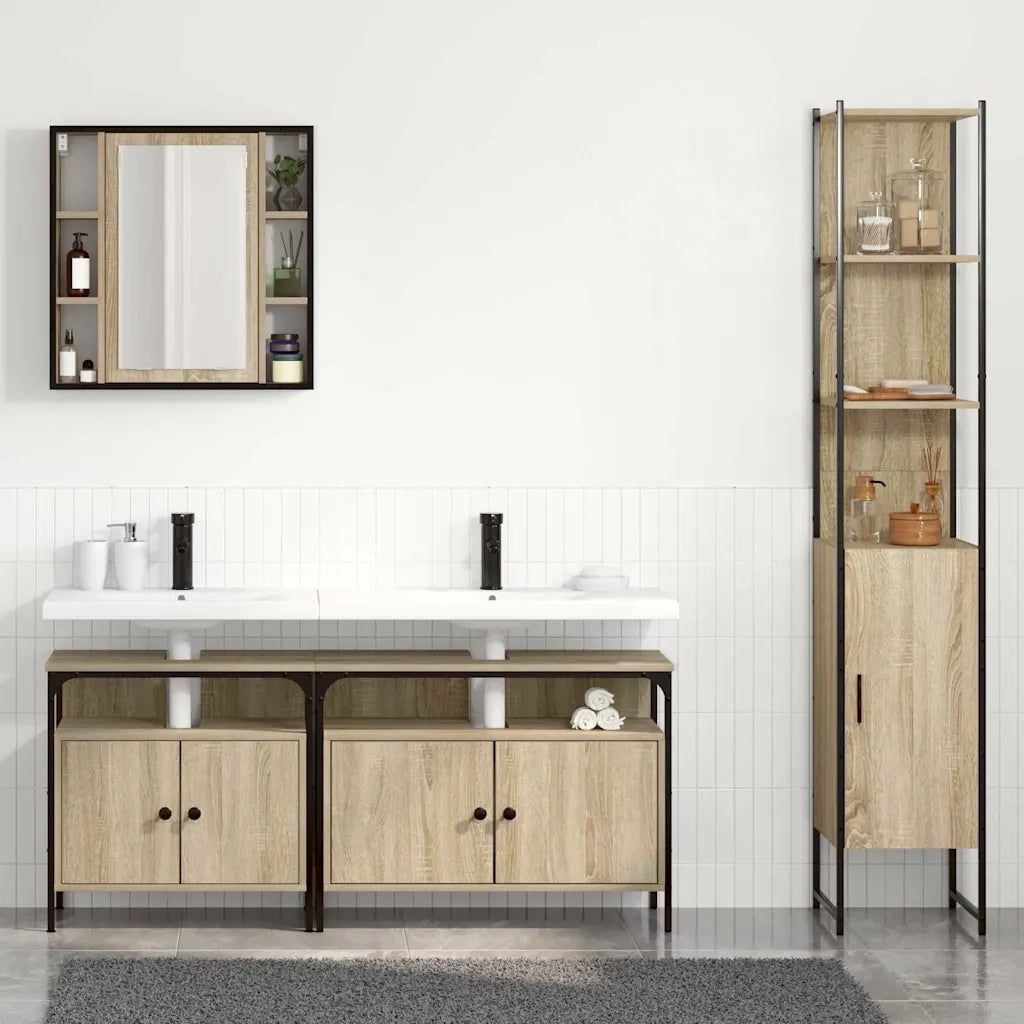 Set di mobili per il bagno con lo scaffale 4 pcs Rovere Sonoma 3399393