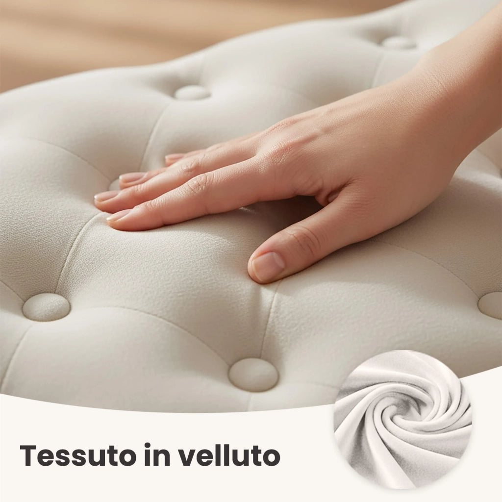 Panca imbottita in velluto trapuntato 80 cm MADRID Beige