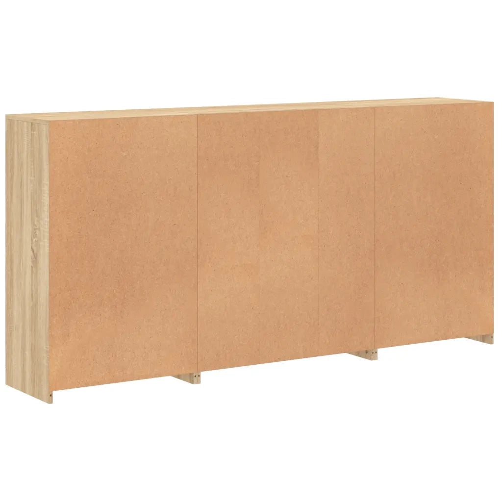 Credenza con Luci LED-Buffet-Armadio da cucina Rovere Sonoma 202x37x100 cm