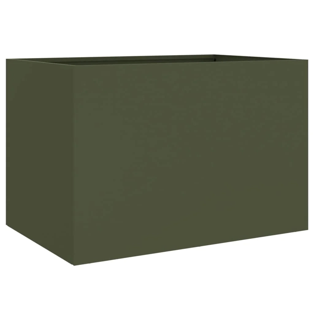 Aiuola rialzata/fioriera color oliva per piante fiori e patio/giardino 62 x 40 x 39 cm acciaio verde 02_0038706