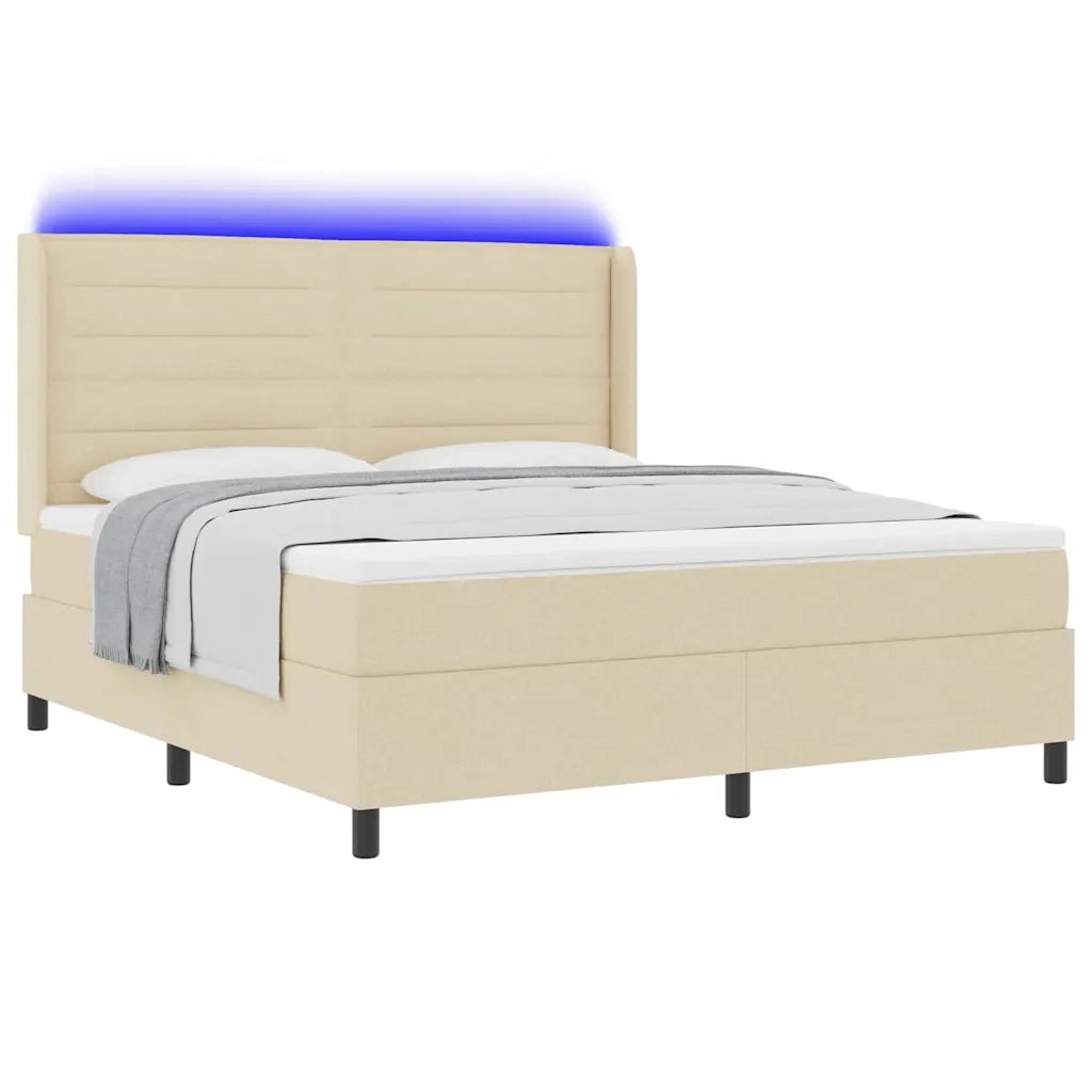 Letto a Sorgente LED con materasso Crema 180 x 200 cm Tessuto 3343460