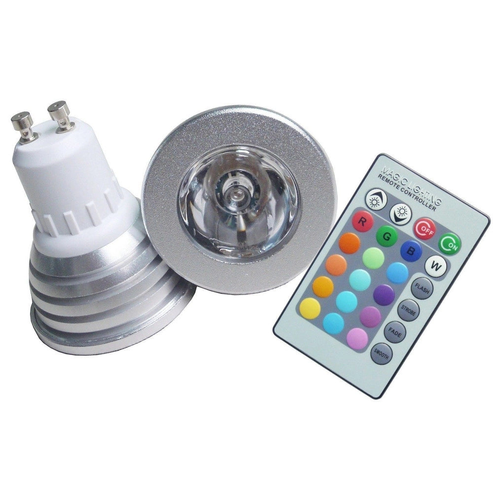 Trade Shop - Faretto Led Luce Rgb Programmabile Multicolor E27 Gu10 E14 Mr16 Con Telecomando -       -gu10-