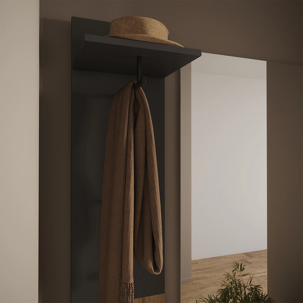 Vicco Armadio da ingresso Antracite/Artisan 106 x 43 cm Set con scarpiera e pannello appendiabiti