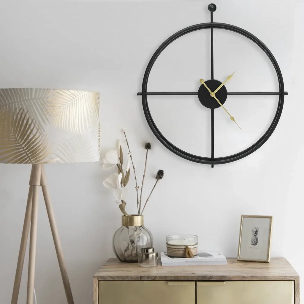 Orologio da Parete Nero 52 cm in Ferro 325171