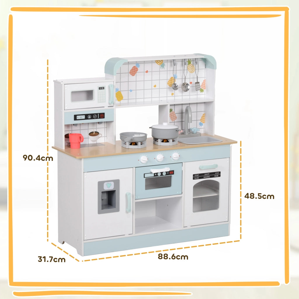 Cucina Giocattolo in Legno per Bambini 3+ Anni con Fornello e Macchina Caff¨¨, Bianco ¨C zephmum
