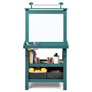 Cavalletto per bambini 3 in 1 bifacciale 59 x 50 x 117 cm pratico con ripiani moderni MDF blu 20_0011433