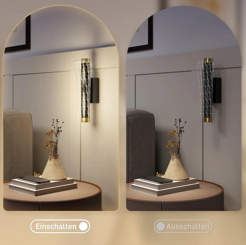 Set di 2 applique a LED moderne nere con design a griglia