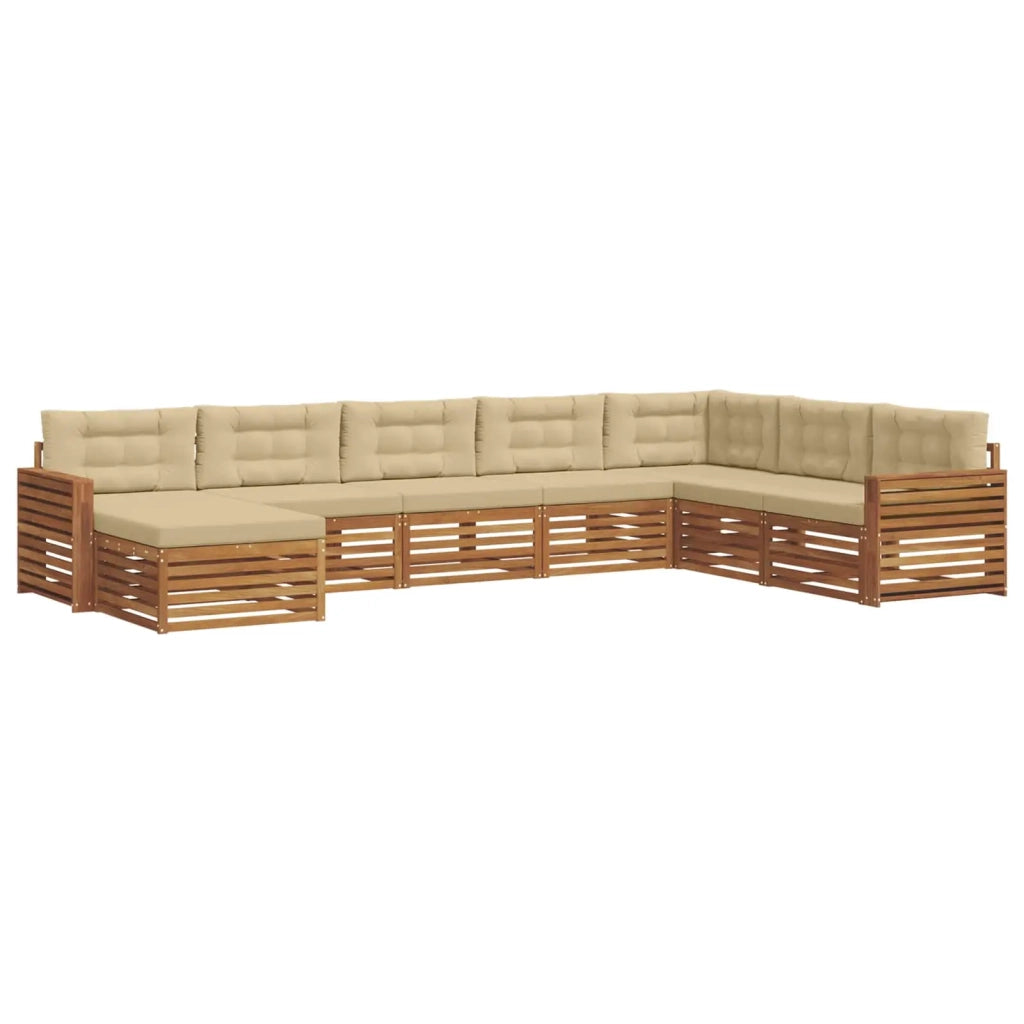 Set di divani da esterno con cuscino 8 pcs Naturale e Beige