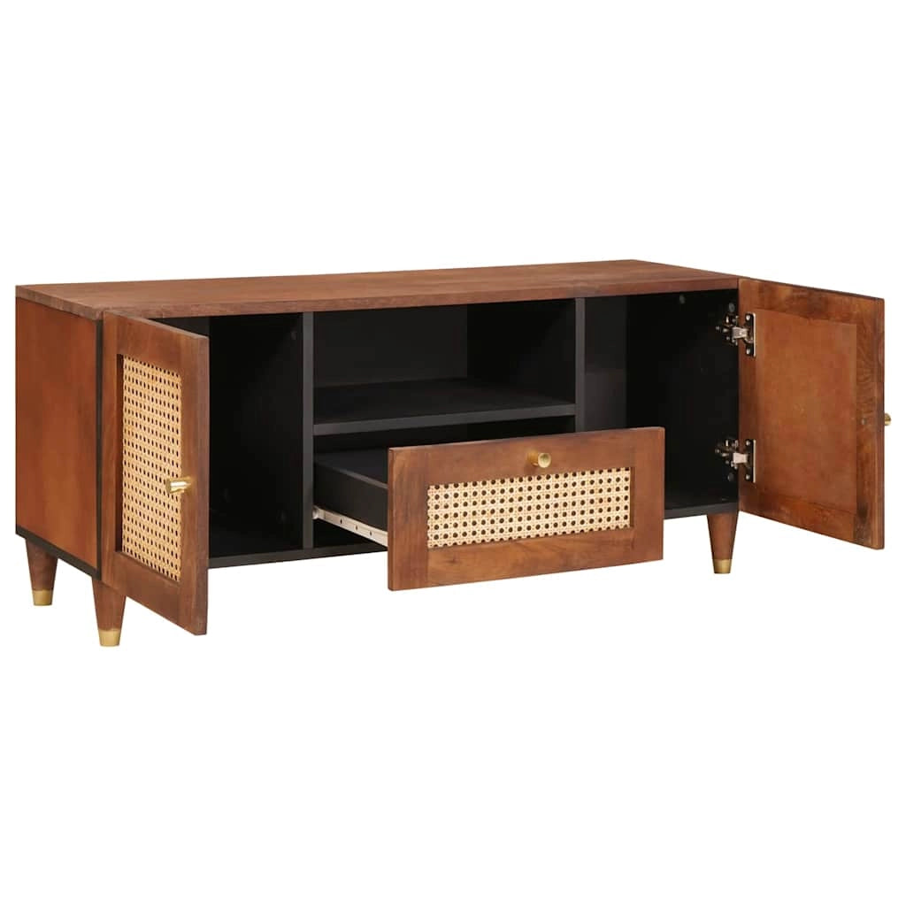Mobile porta TV rettangolare moderno con ripiano portaoggetti 105 x 33,5 x 46 cm in legno di mango marrone 02_0057900