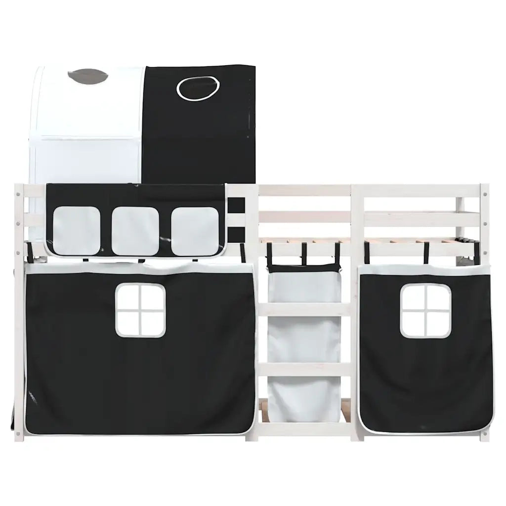 Letto a Castello senza Materasso Bianco e Nero 80x200cm in Pino