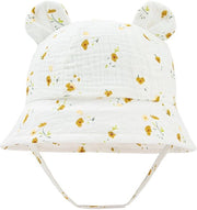 Cappello da sole per bambini unisex, protezione UV, piccola fiore giallo.
