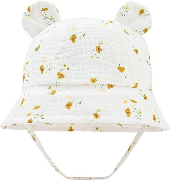 Cappello da sole per bambini unisex, protezione UV, piccola fiore giallo.