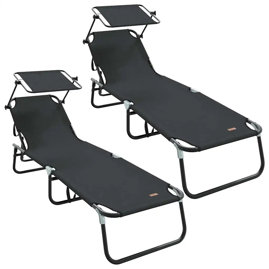Lettino prendisole pieghevole 2 pcs Nero 190 x 57 x 81 cm 42003135