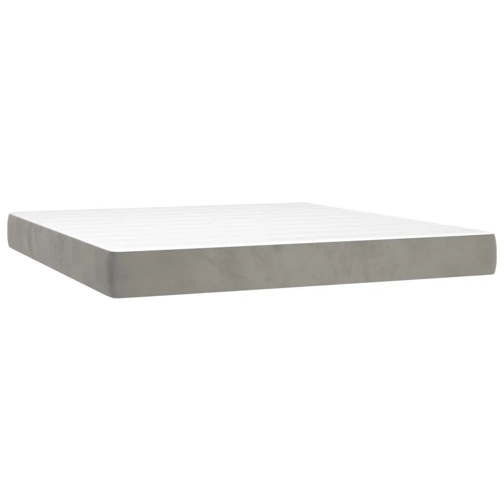 Letto a Molle Materasso e LED Grigio Chiaro 160x200 cm Velluto 3136011