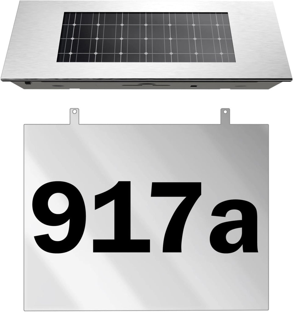 Deuba Numero Civico Solare Illuminato 4 LED Acciaio Inox Led Sensore Crepuscolare Numeri Casa