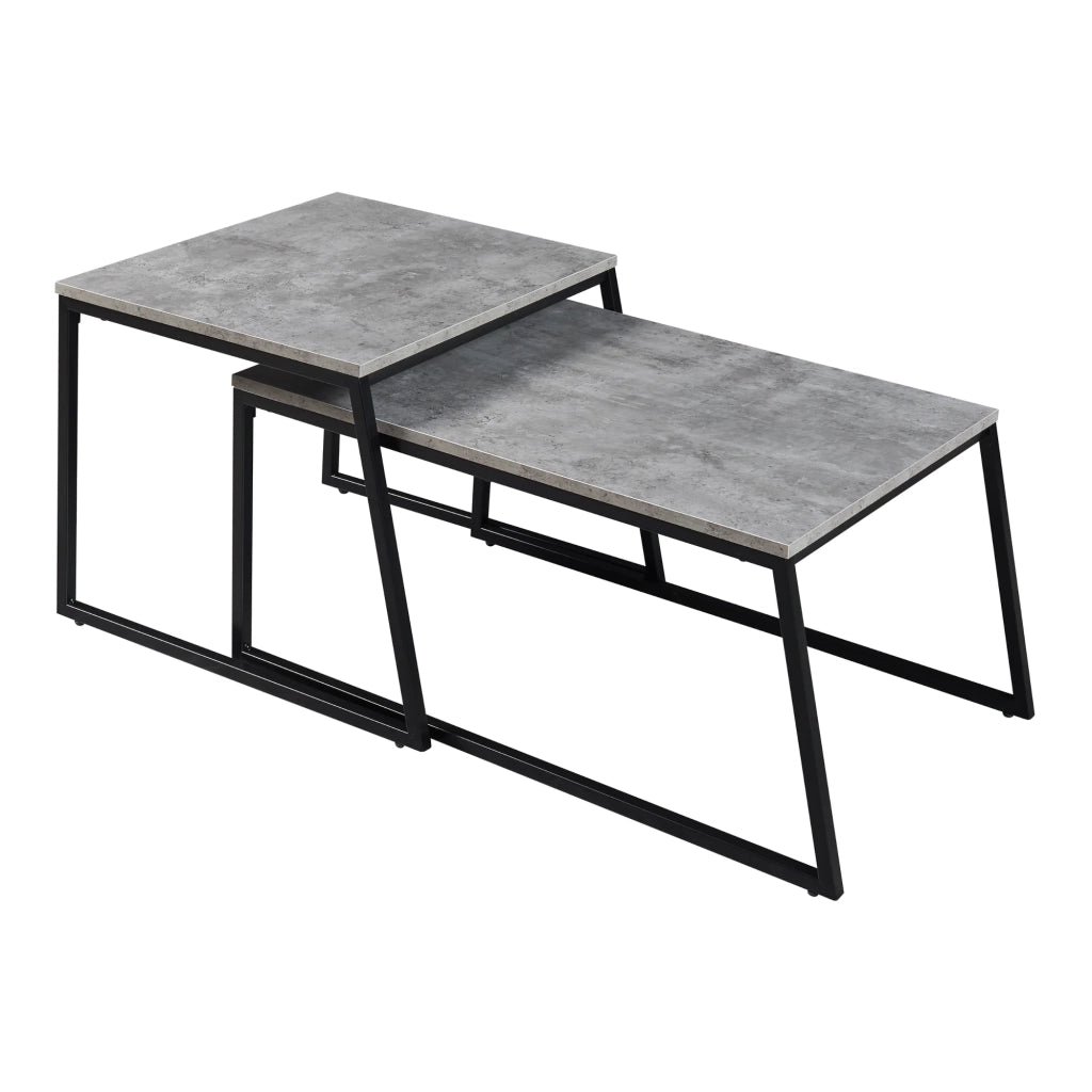 Set di 2 tavolini da caffè impilabili 83 x 50 x 38 cm truciolato da 15 mm grigio 03_0009701