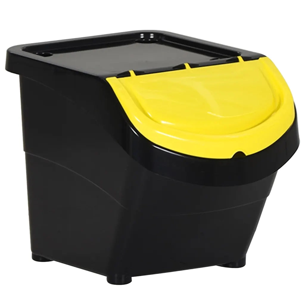 Cestini per Rifiuti Impilabili con Coperchi 3 pz Neri in PP 78 L CFW9040919