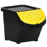 Cestini per Rifiuti Impilabili con Coperchi 3 pz Neri in PP 78 L CFW9040919