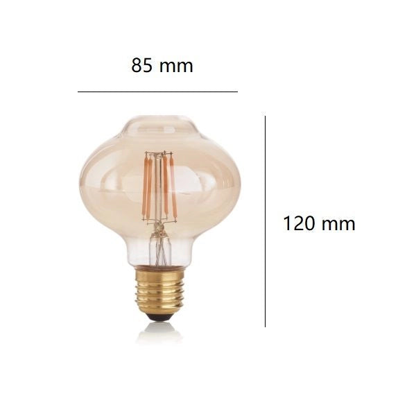LAMPADINA BOLLA A LED 4W LUCE CALDA 1800K 340 LM E27 DIMMERABILE VETRO AMBRATO