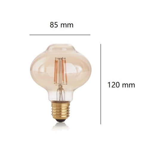 LAMPADINA BOLLA A LED 4W LUCE CALDA 1800K 340 LM E27 DIMMERABILE VETRO AMBRATO