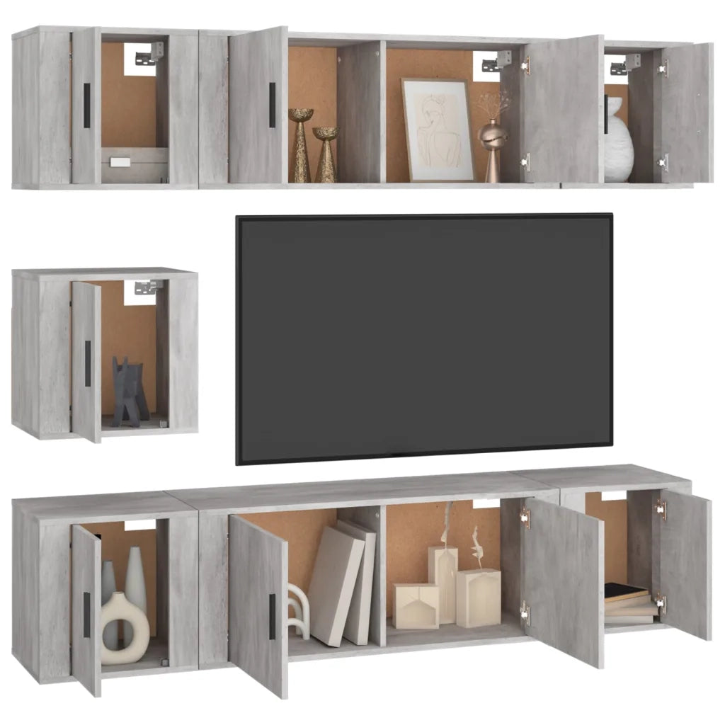 vidaXL Set di Mobili Porta TV 7 pz Grigio Sonoma in Legno Multistrato
