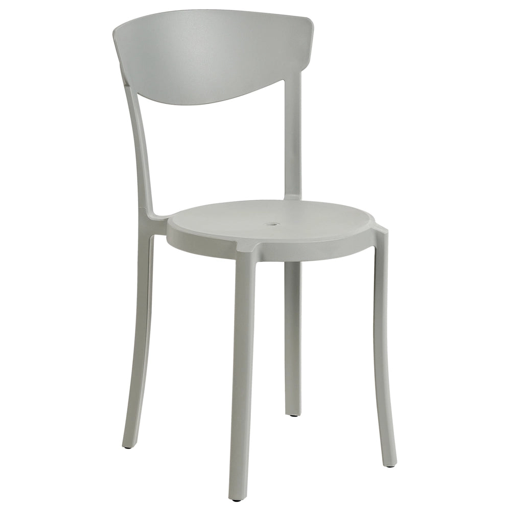 Set di 4 sedie moderne da interno ed esterno in plastica di colore grigio chiaro stile moderno contemporaneo