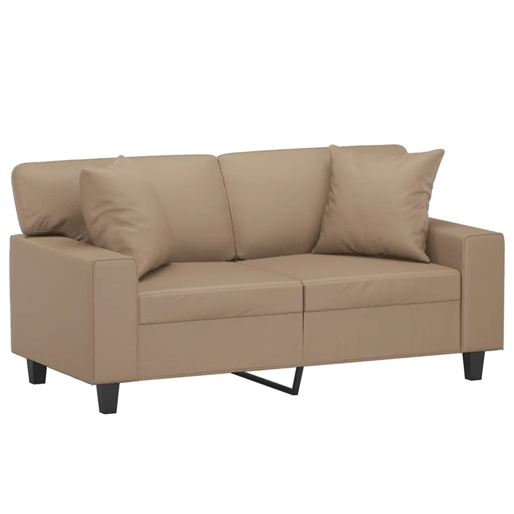 Divano | Divano da soggiorno | Sofa a 2 Posti con Cuscini Cappuccino 120 cm in Similpelle