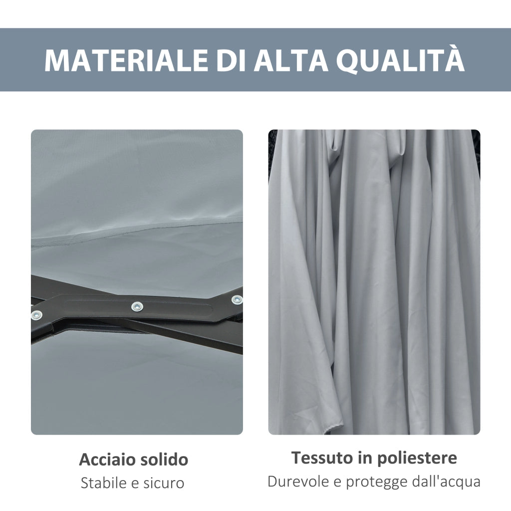 Ombrellone da Giardino Doppio con Luci LED ¨C zephmum ¨C Grigio Chiaro 4.5m