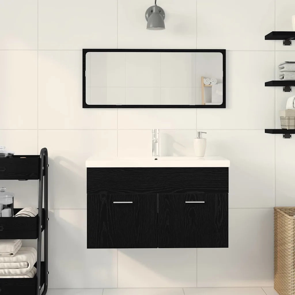 Mobile da Bagno Rovere Nero 80 x 38,5 x 46 cm Legno multistrato 3333137