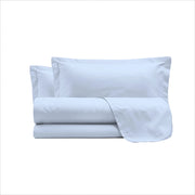 Set Lenzuola Sopra Sotto e Federe Matrimoniale Maxi 180x200 cm Linea Cloe in Raso di Cotone Azzurro