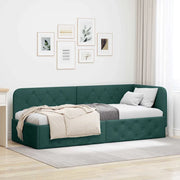 Cornice del letto ad angolo Verde Scuro 80 x 200 cm Tessuto