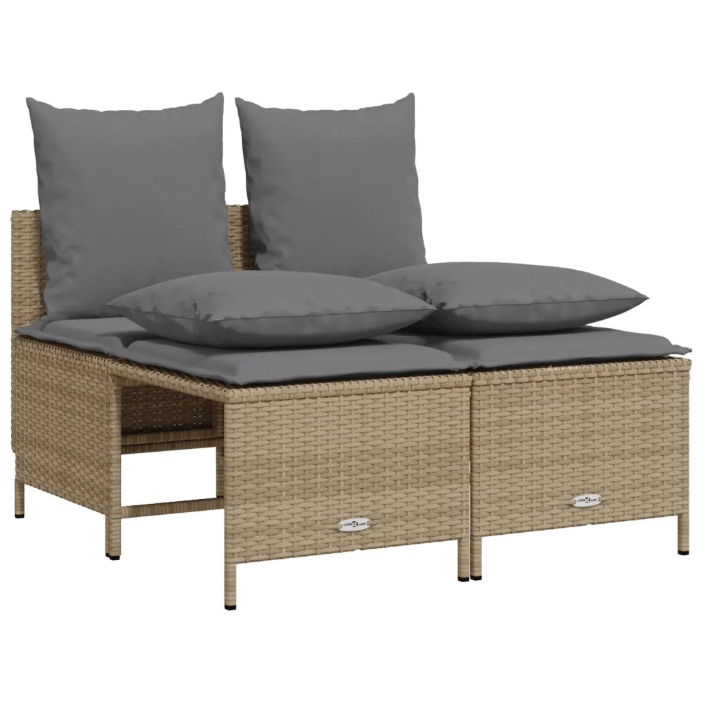 Set Divano da Giardino 4 pz con Cuscini-Sofa da Giardino-Divanetto da esterno Beige in Polyrattan 187431