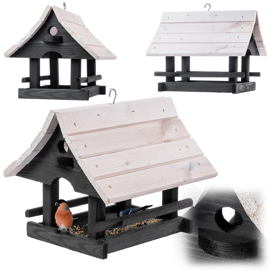 KADAX Grande mangiatoia per uccelli in legno da appendere, decorazione da giardino.