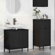 vidaXL Set di mobili per il bagno Plaid 2 pcs Nero 39.5 x 36 x 88 cm