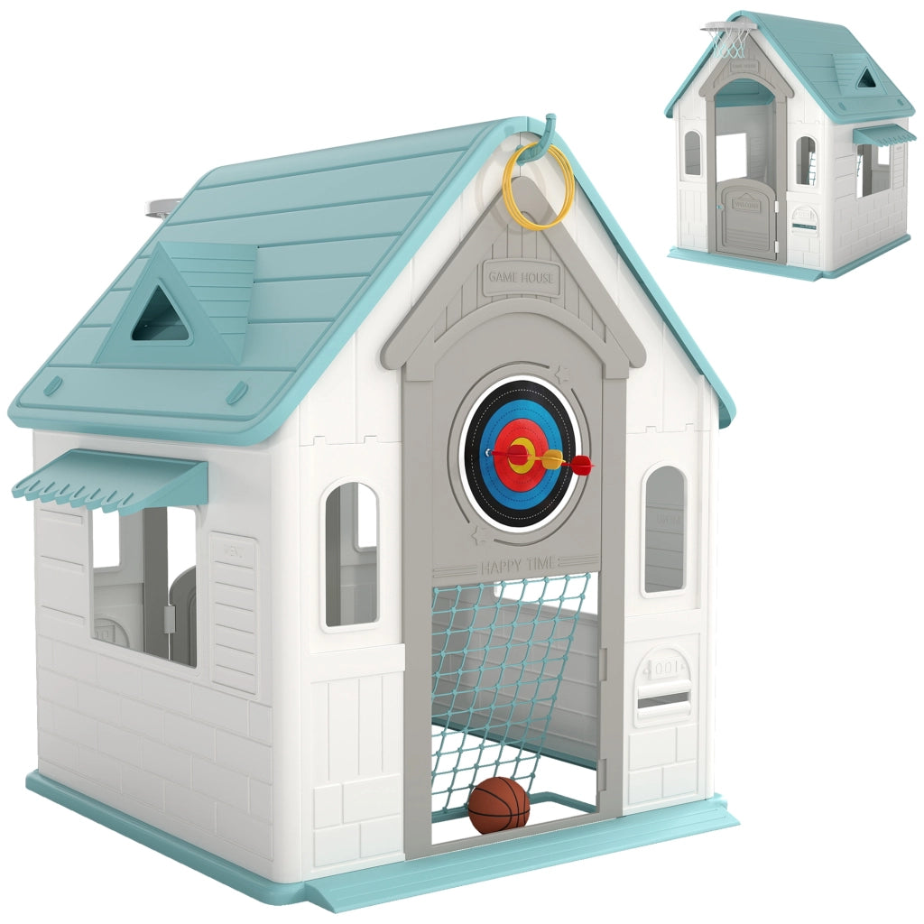 Casetta Gioco 5 in 1 Bambini ¨C Xylo ¨C Rosa Multicolore con Basket e Freccette 132x118x124cm