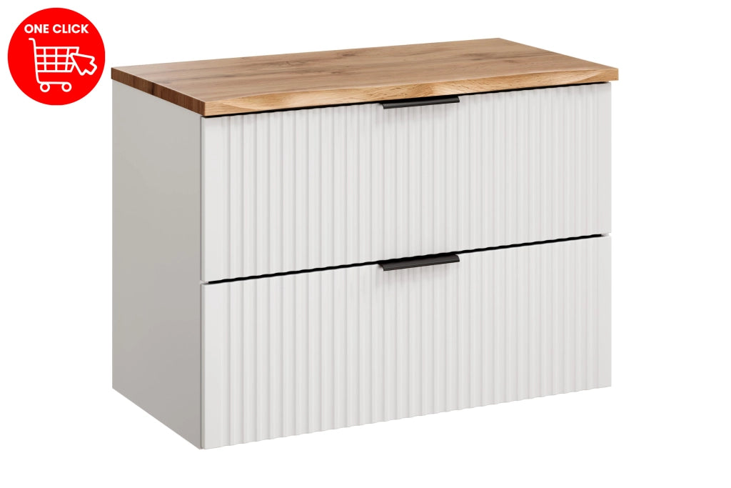 Set mobili bagno 80 cm con piano Adel White 80 x 1401 x 46 cm