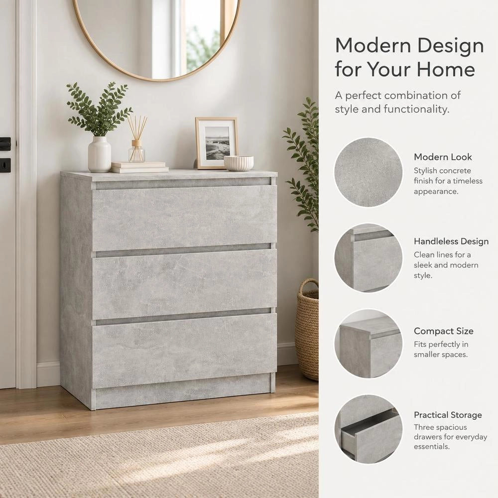 Sideboard Concrete Grey 60x35x76 Cm Wood Material