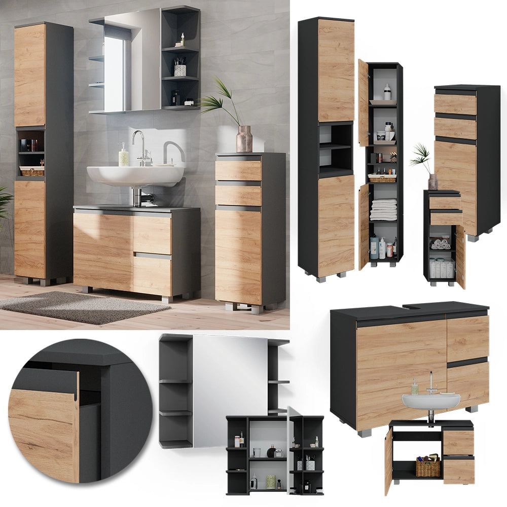 Vicco Set mobili bagno Grigio 4 parti