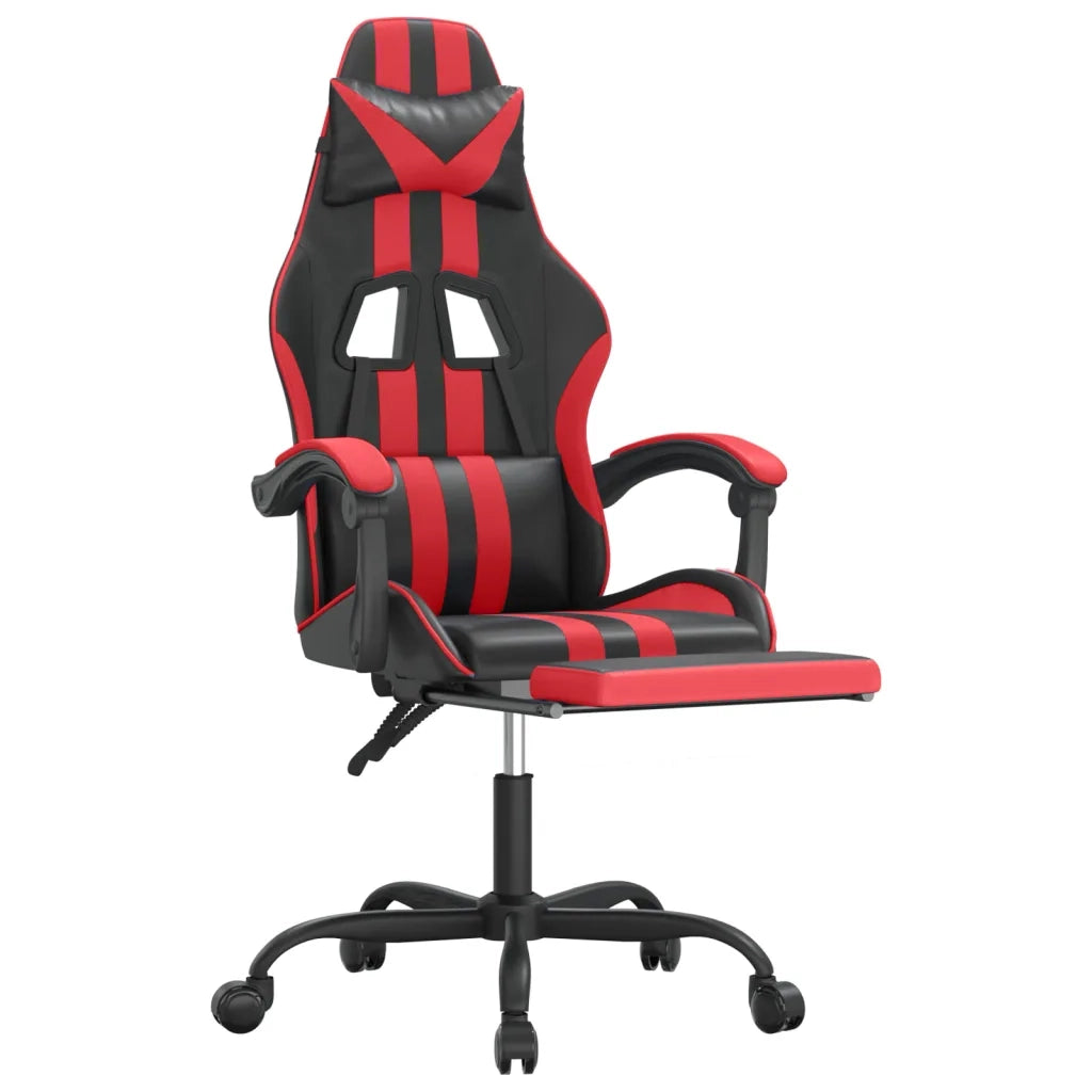 Sedia da Gaming con Poggiapiedi Nero e Rosso in Similpelle cod mxl 69542