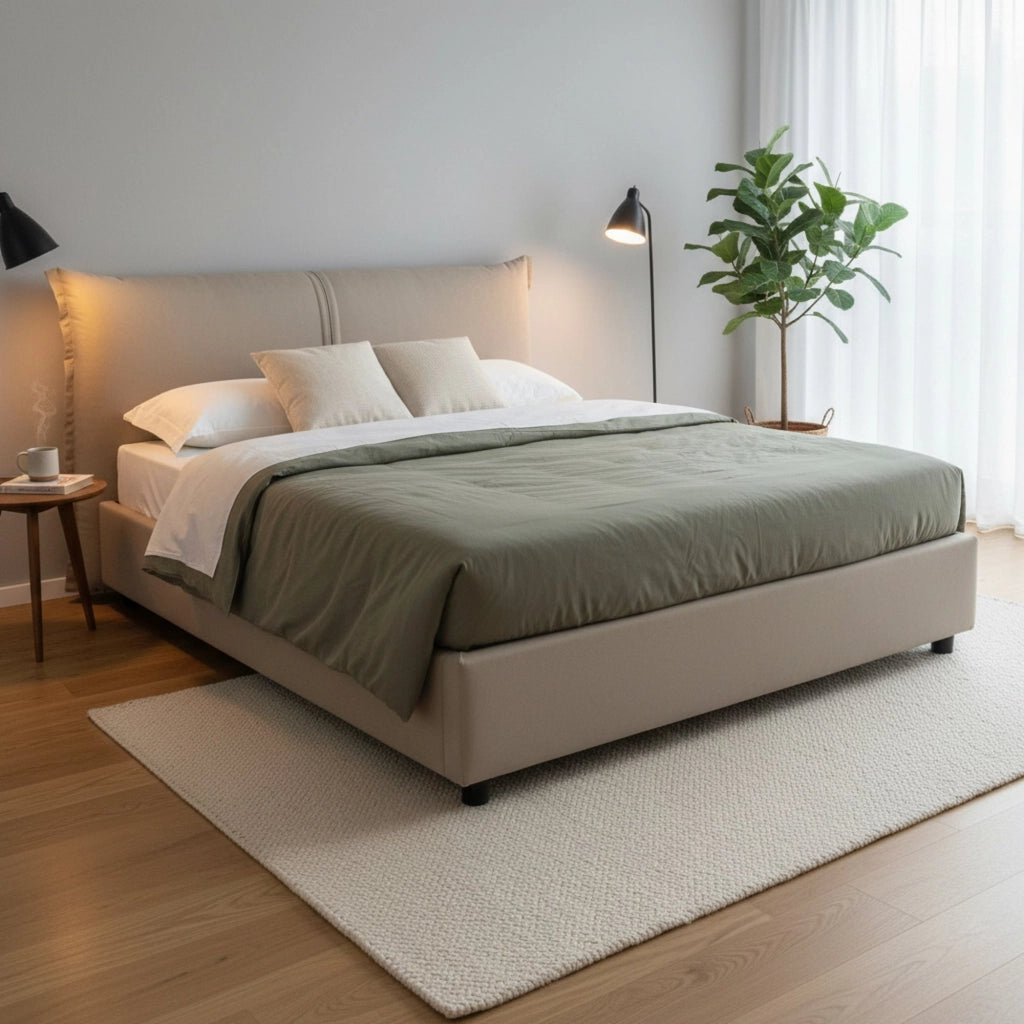 Letto Matrimoniale Alabaster, Letto Matrimoniale Sfoderabile Made in Italy, Grigio Tortora\